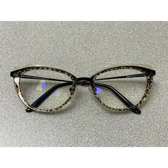 Jean Lafont Eyeglasses Brigitte 380 Leopard/Black Cat Eye Frame France 52-18 134